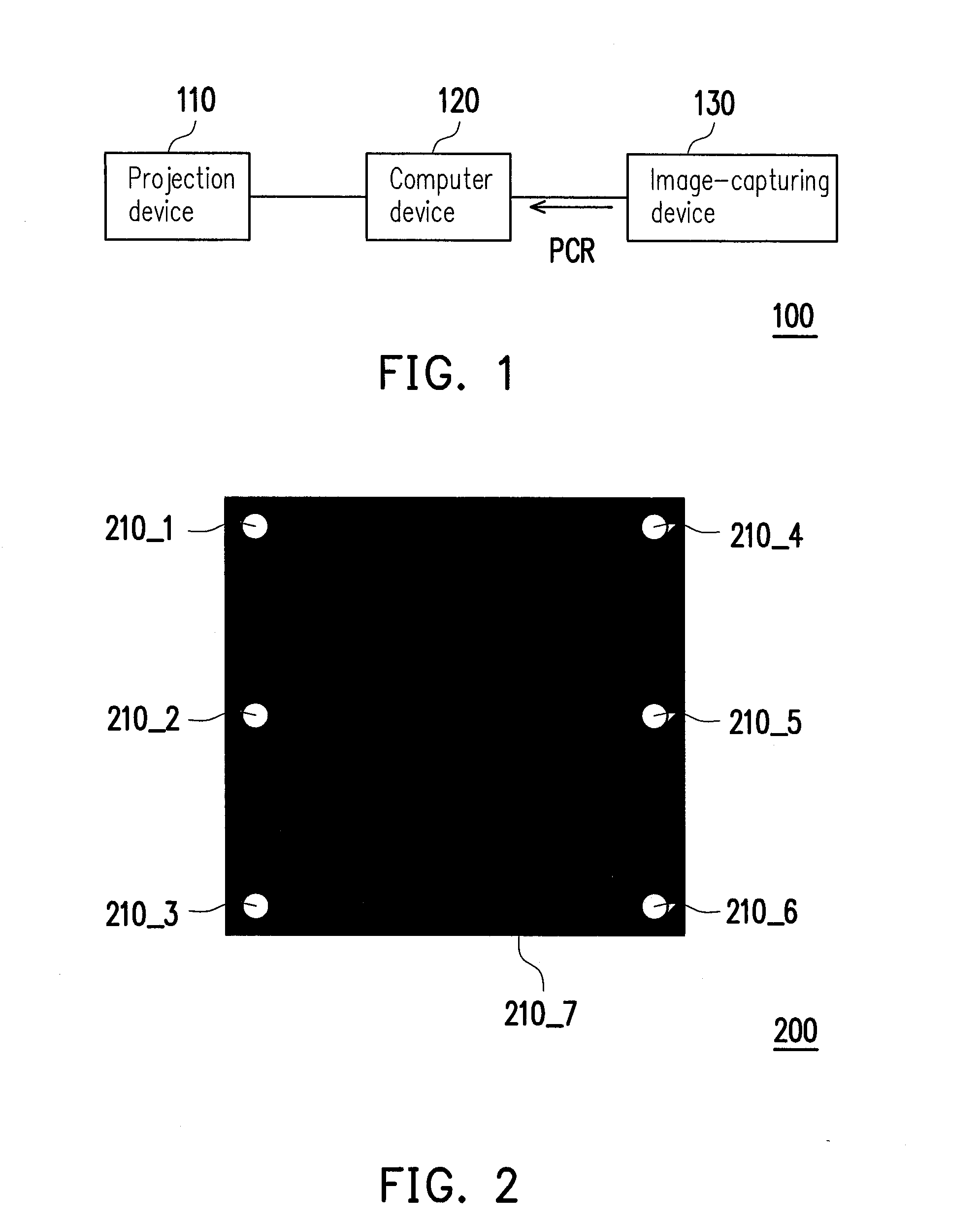 Image-capturing device and projection automatic calibration method of projection device