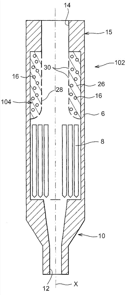 Device for mitigating serious accidents for a nuclear fuel assembly, with improved effectiveness