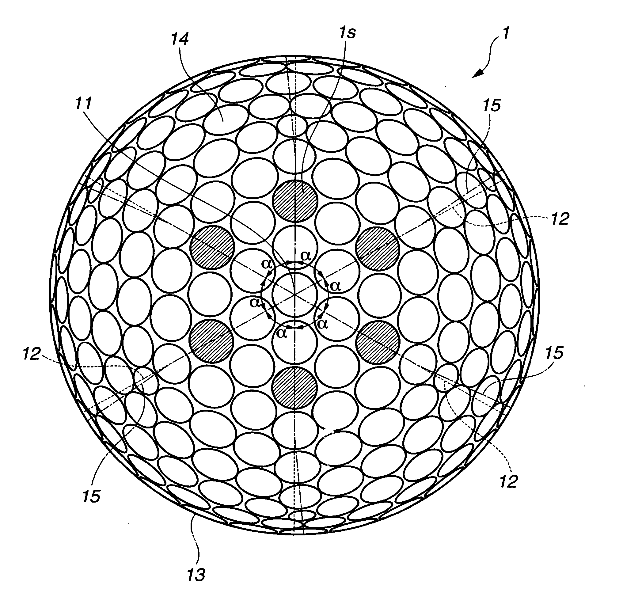 Golf ball dimple arrangement method