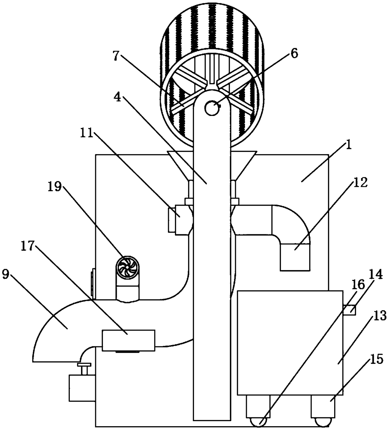 Drainage and material conveying device in soybean soaking system