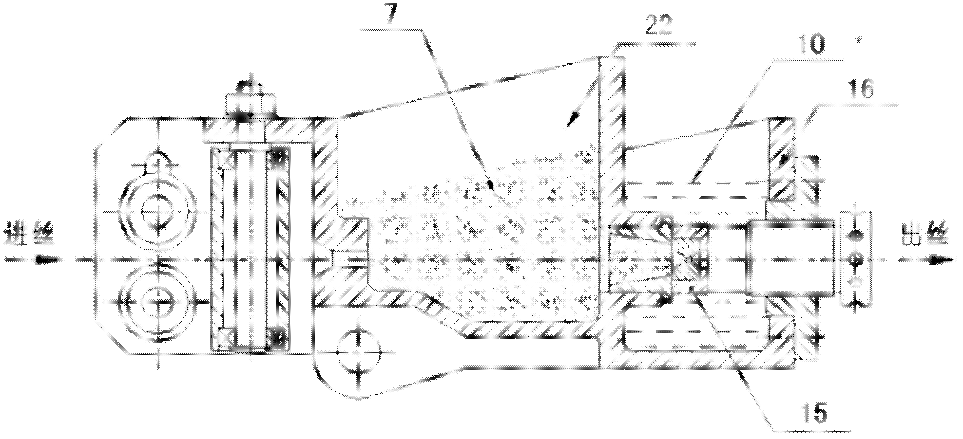 Coking-removing die box of drawing machine