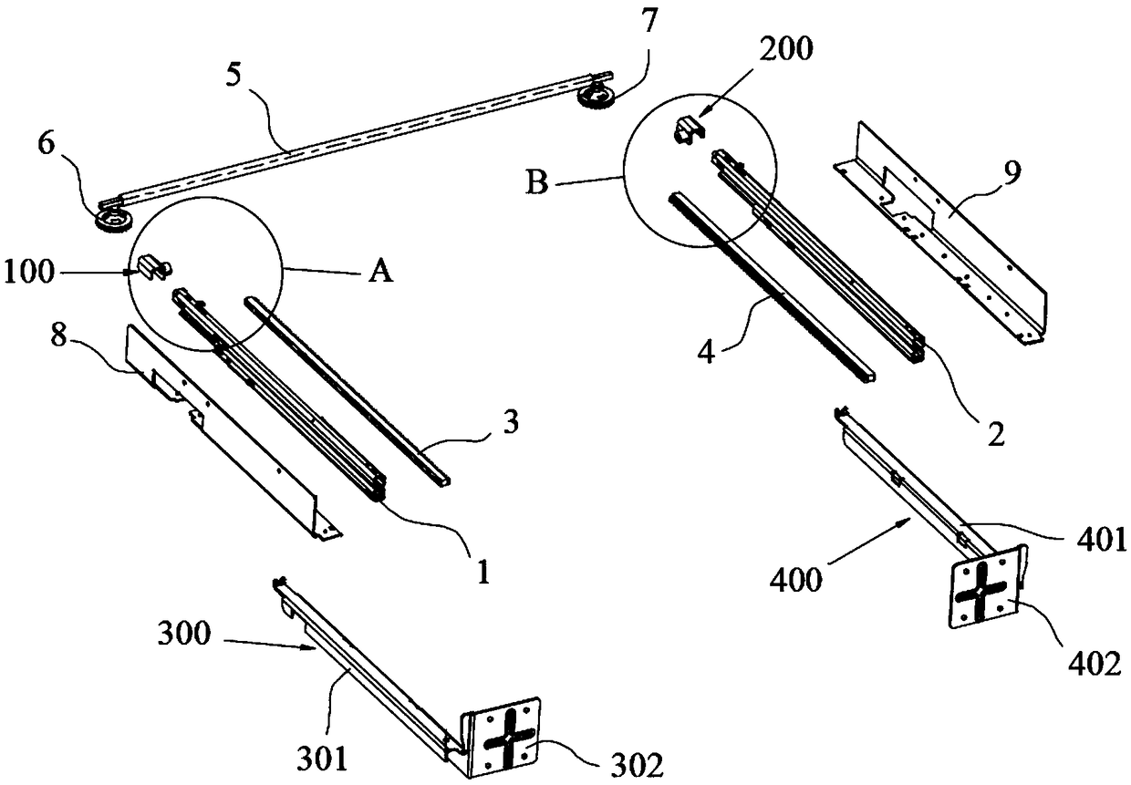 Slide rail mounting structure, drawing component and refrigerator