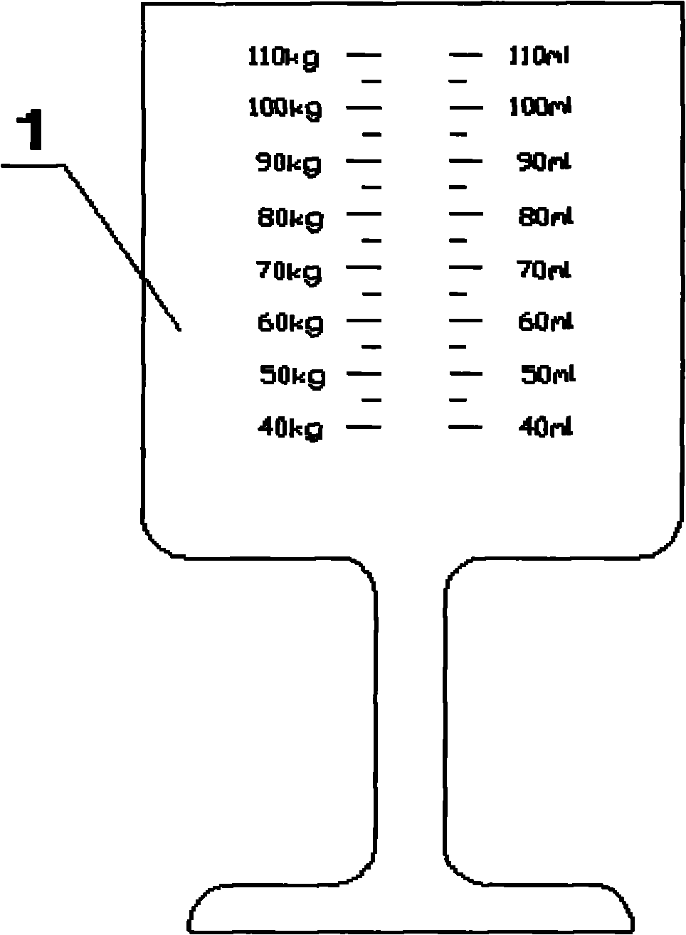 Wine glass with standard wine capacity scales