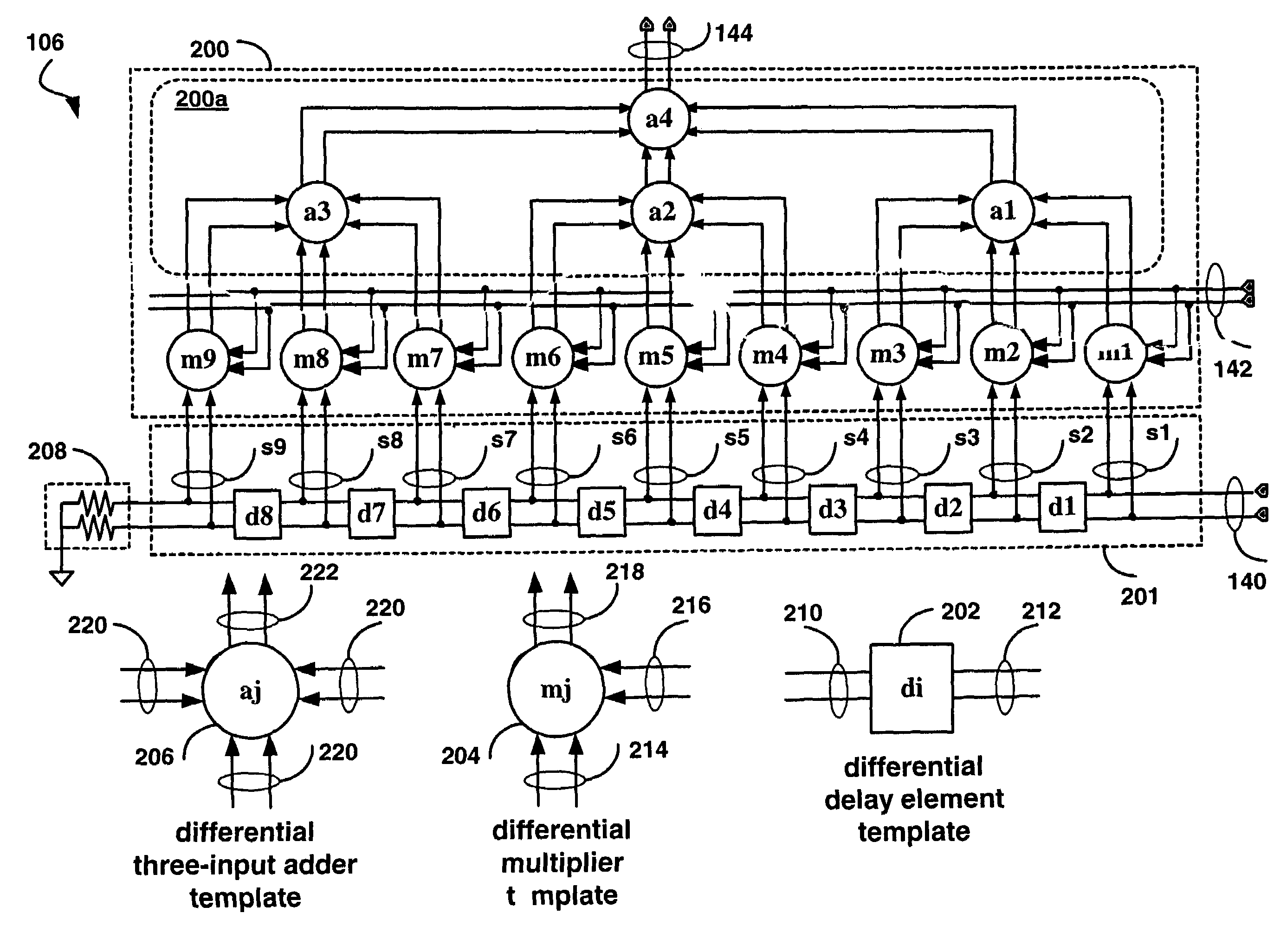 Differential receiver circuit with electronic dispersion compensation for optical communications systems