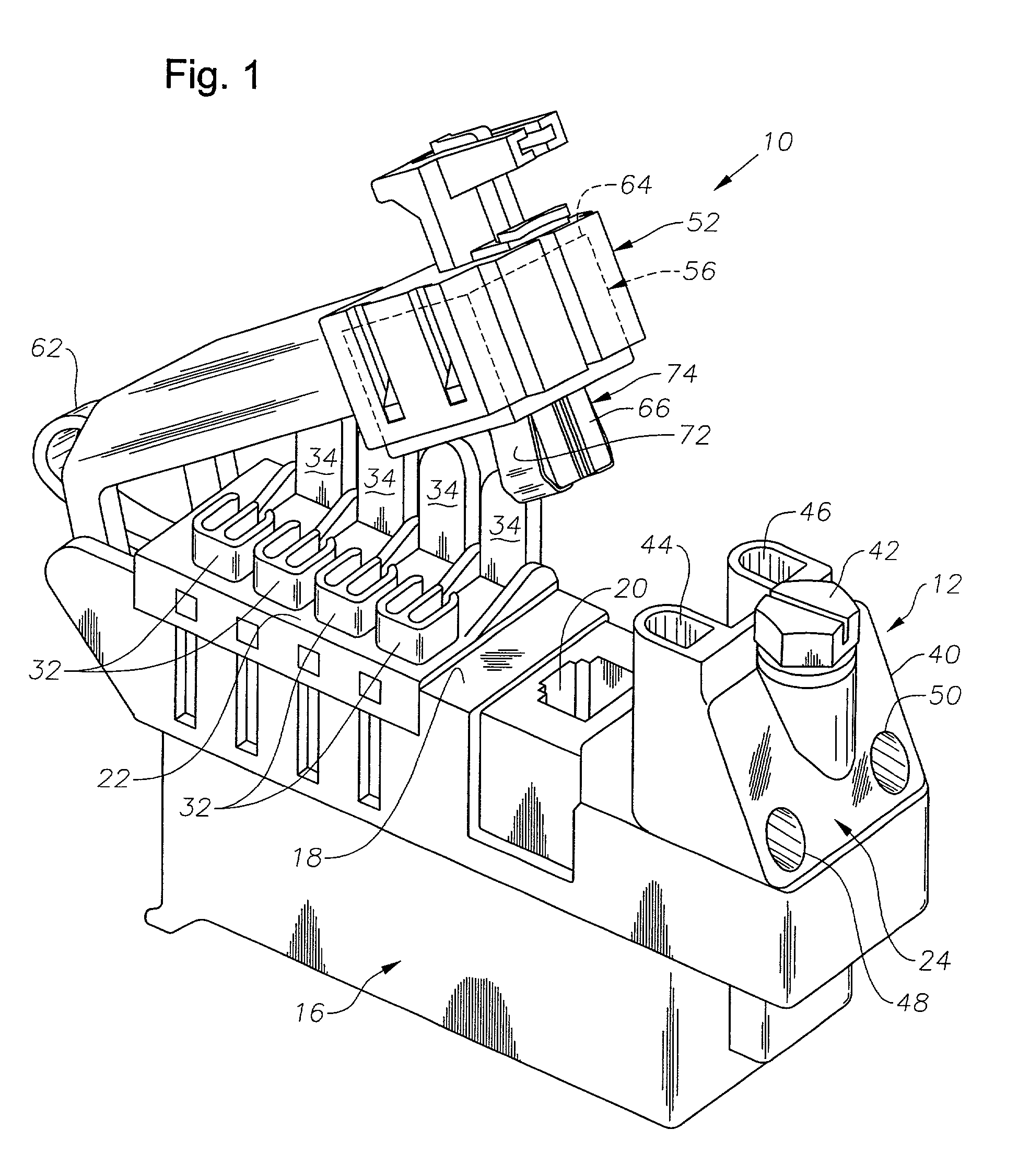 Wire termination device having test contacts on cover