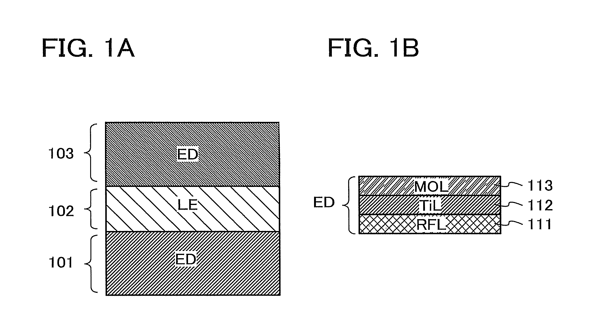 Light-emitting element including electrode of three layers