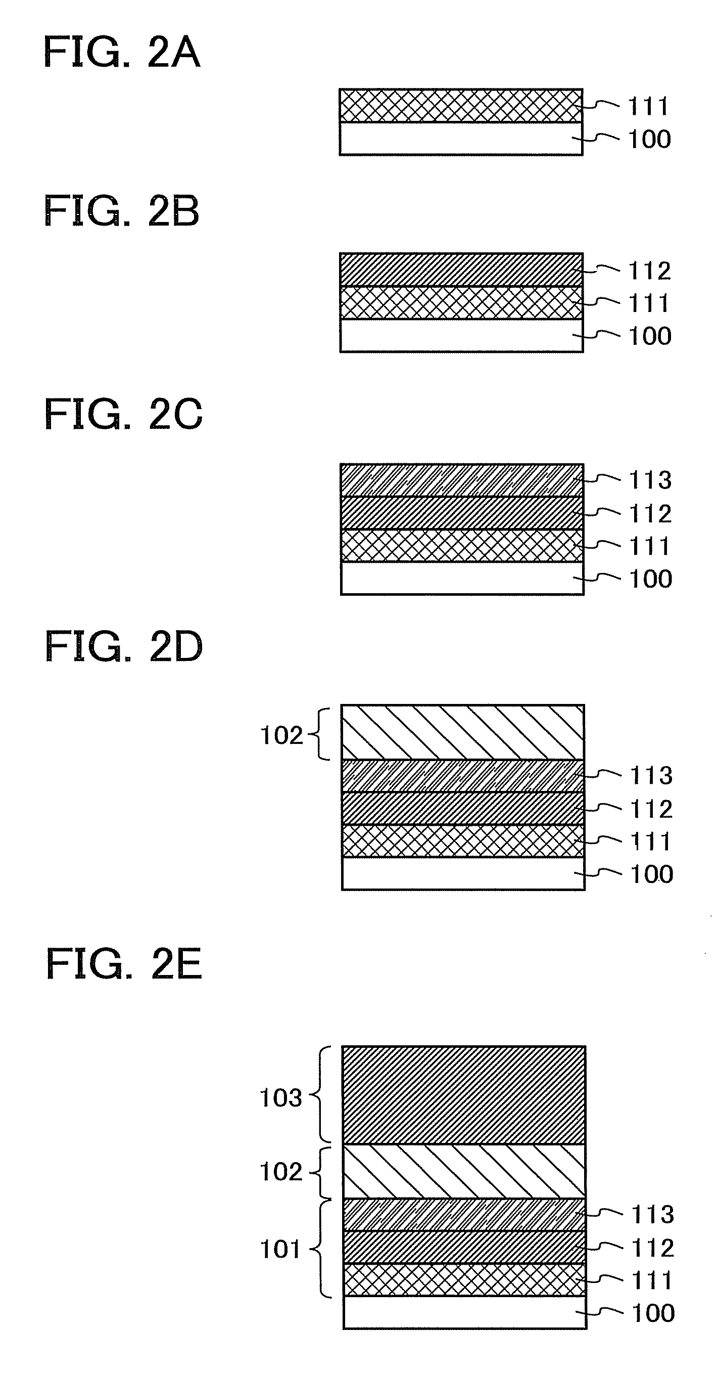 Light-emitting element including electrode of three layers