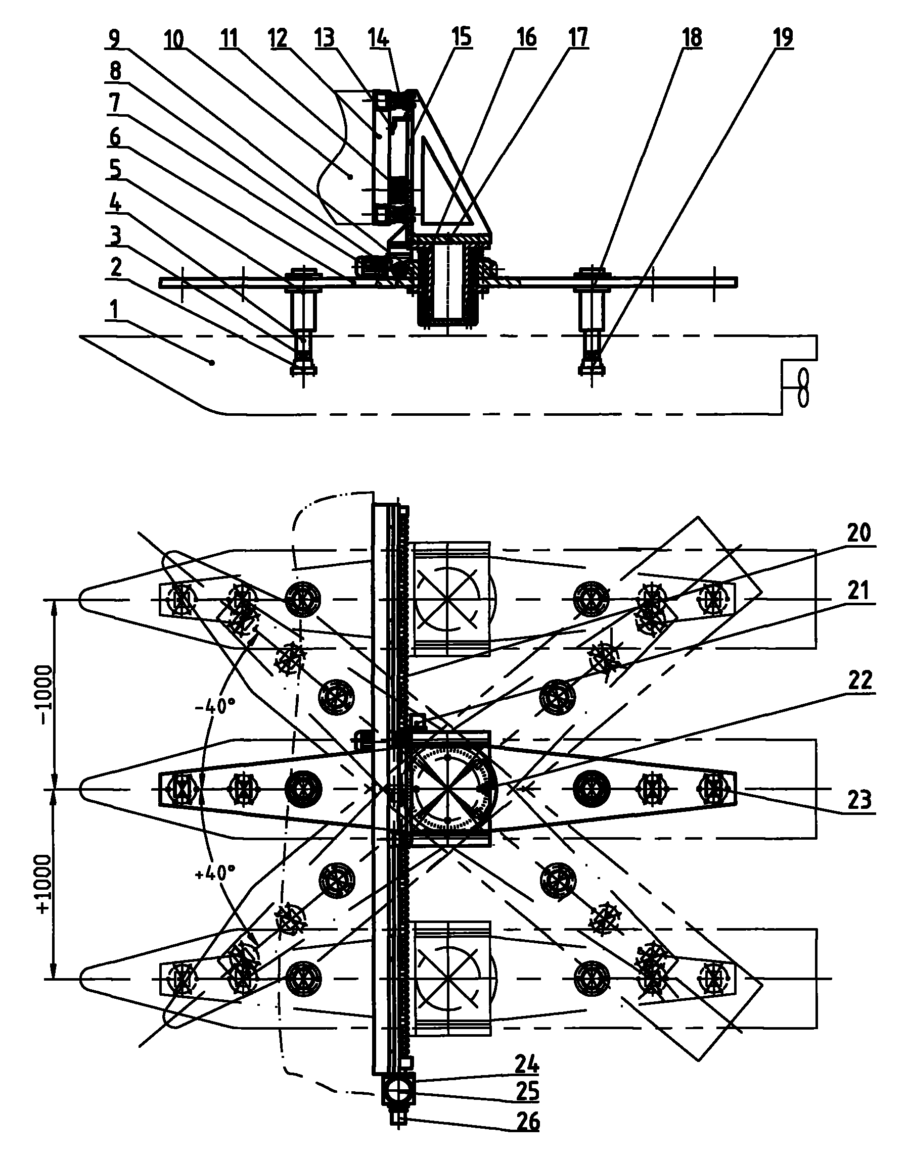 Horizontal plane motion mechanism for towing tank test