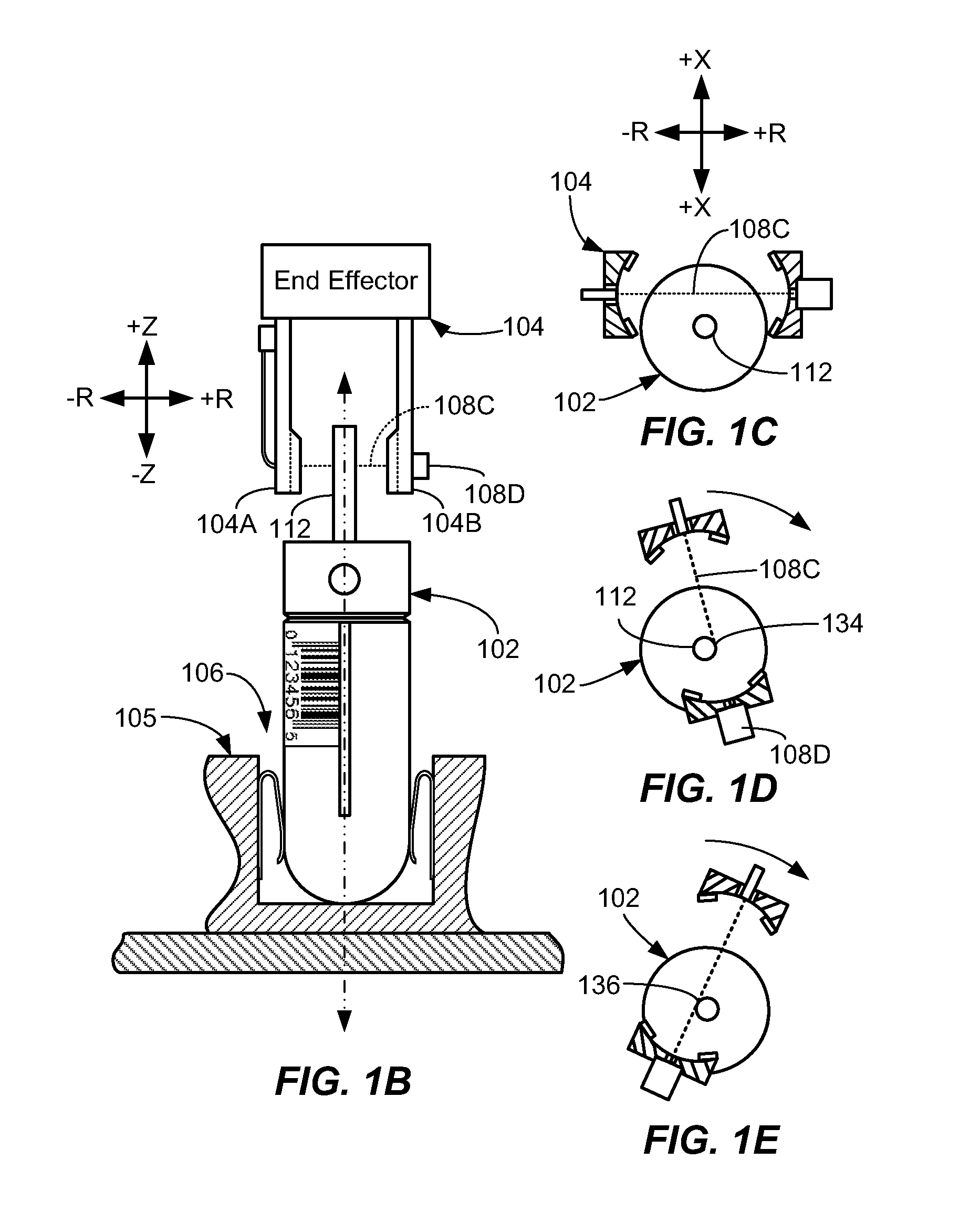 Methods, systems, and apparatus for calibration of an orientation between an end effector and an article