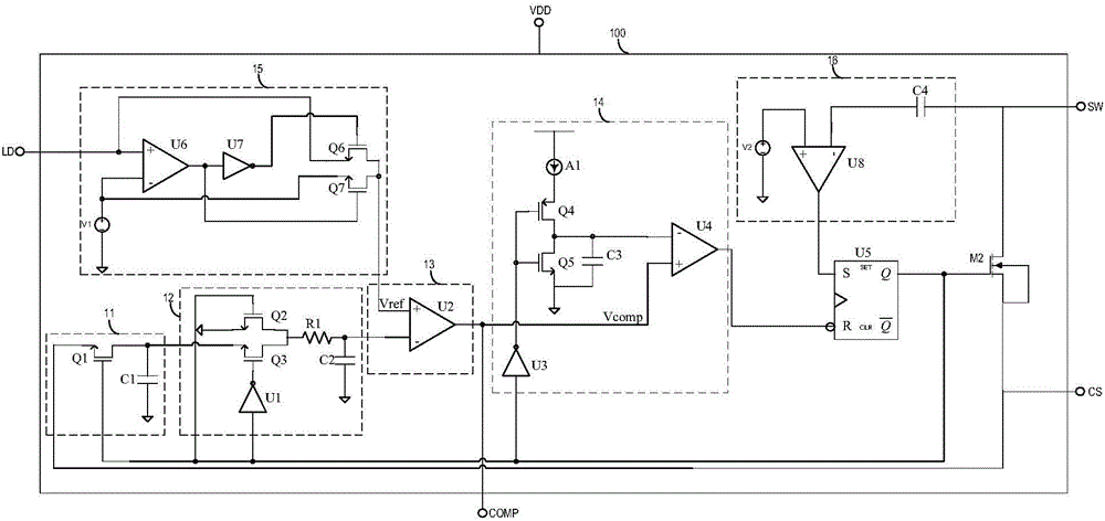 Switch power driving chip and silicon controlled rectifier dimmer LED drive circuit