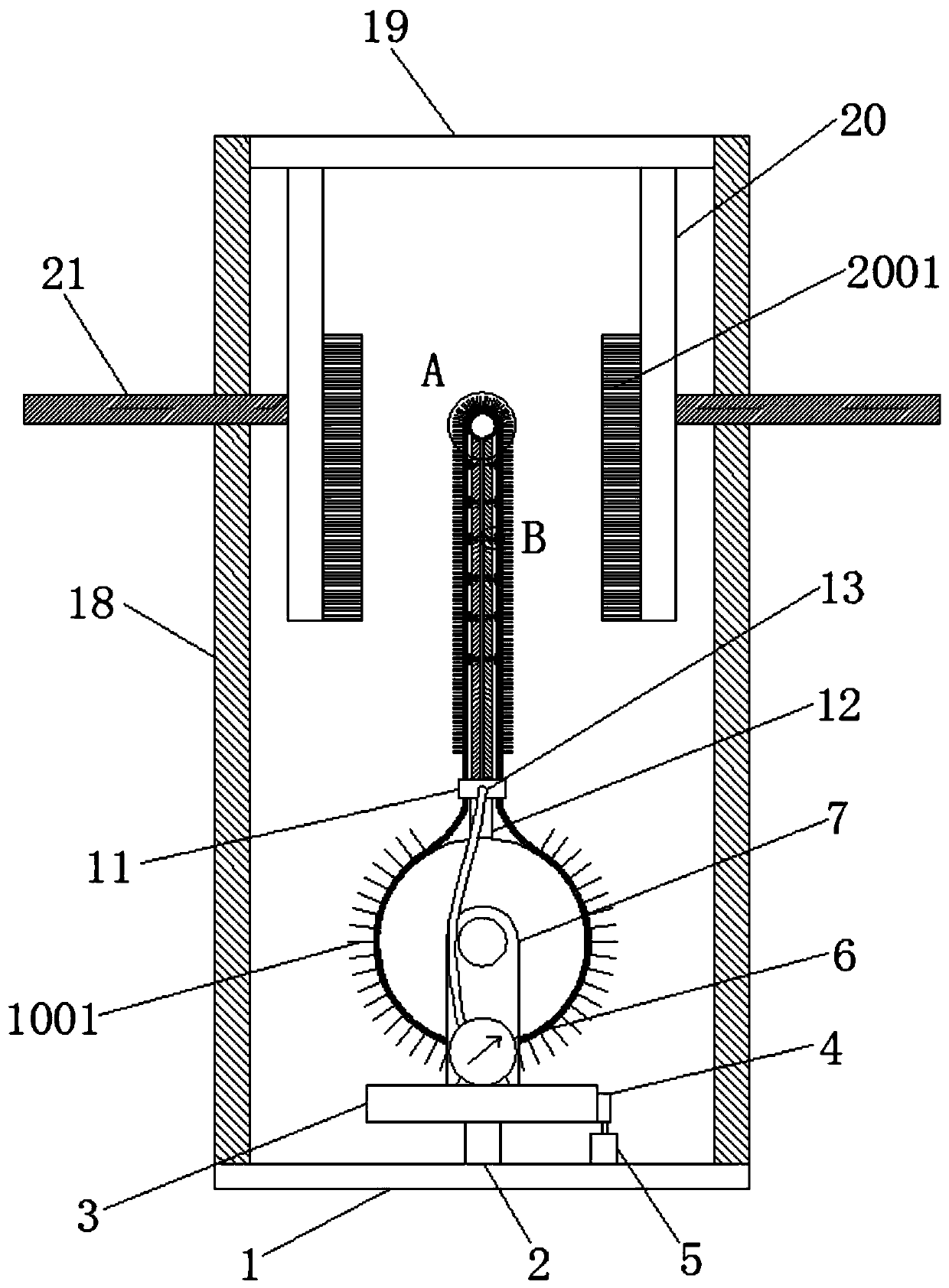 Medical test tube cleaning device capable of being adjusted and achieving all-sided cleaning