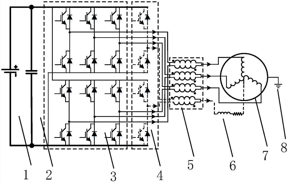 Three-phase AC motor driving system suppressing common-mode noise
