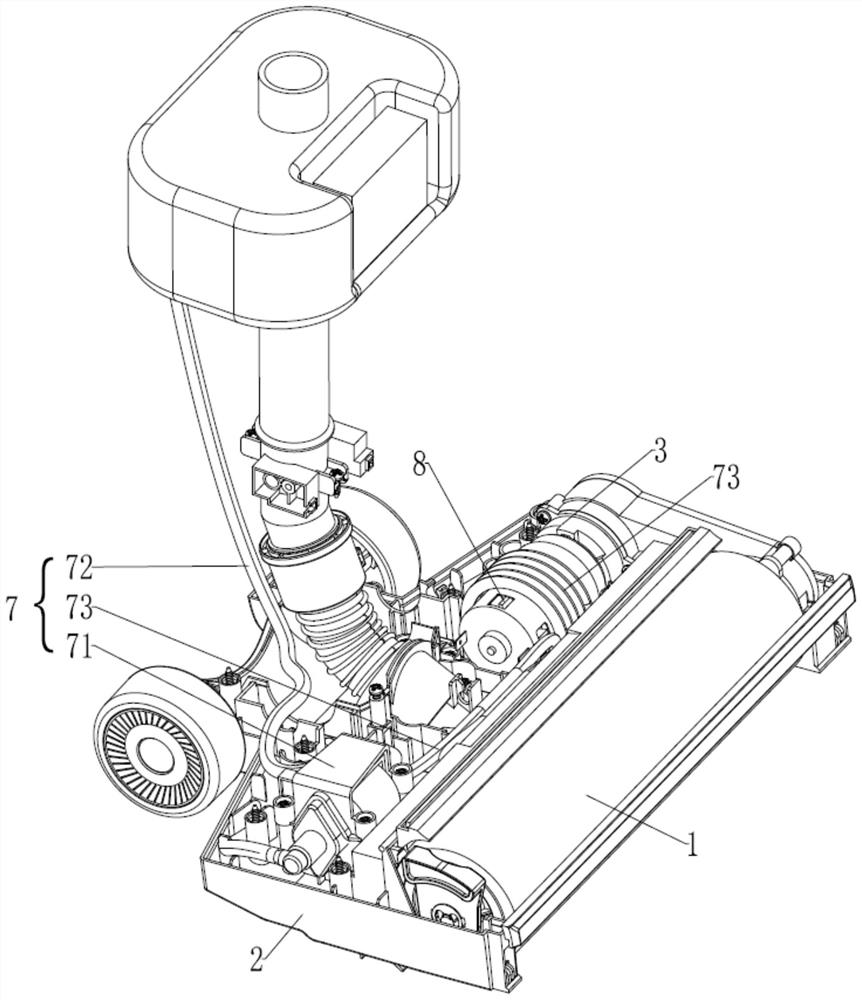 Dust collector floor brush with motor self-cooling function