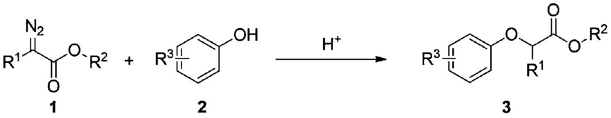 Acid catalytic synthesis method and application of phenoxyacetate derivatives