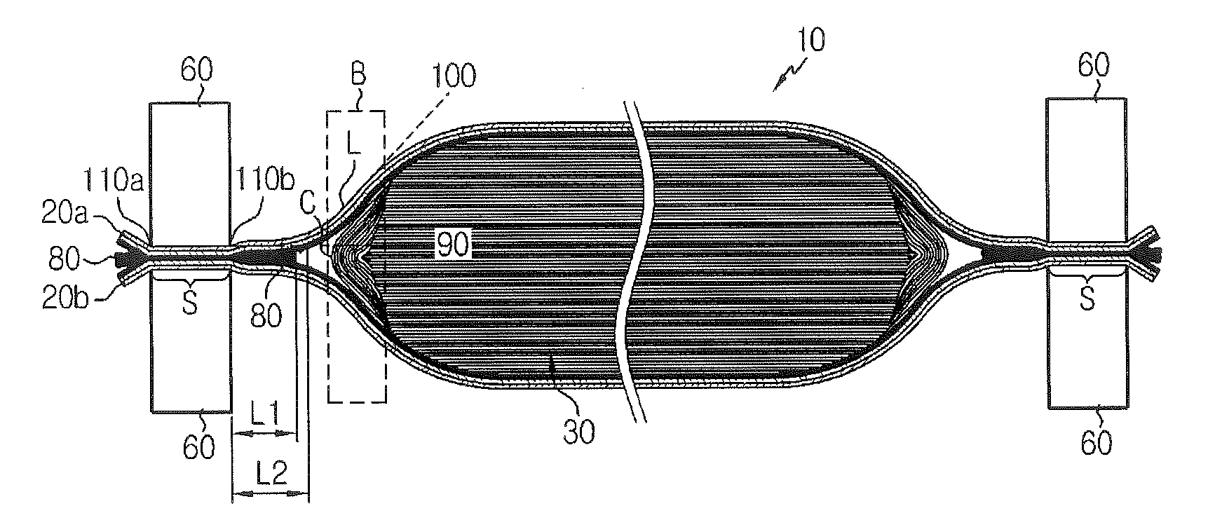 Pouch-type secondary battery having sealing margin for improved durability