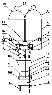 Stirring and gluing device with simple structure for double-component quick-drying glue