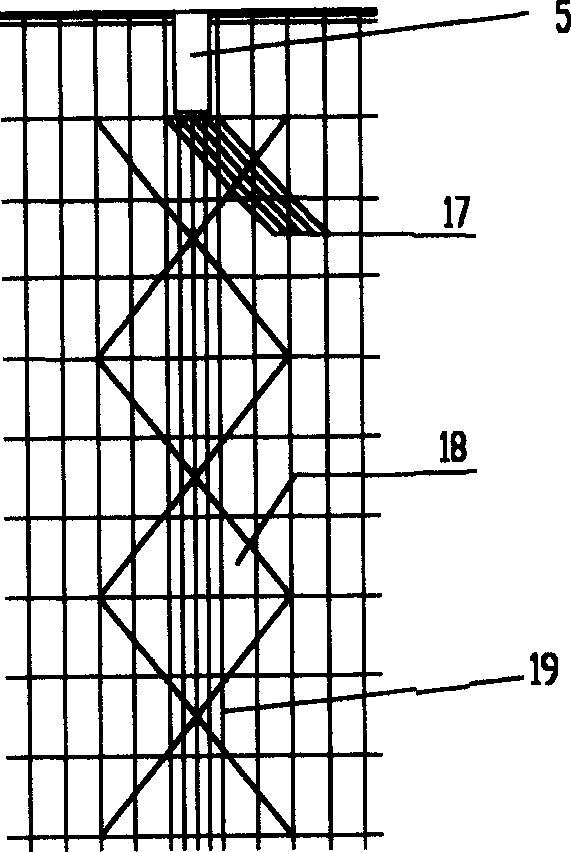 Method for constructing Y shape pillar and suspended declined beam