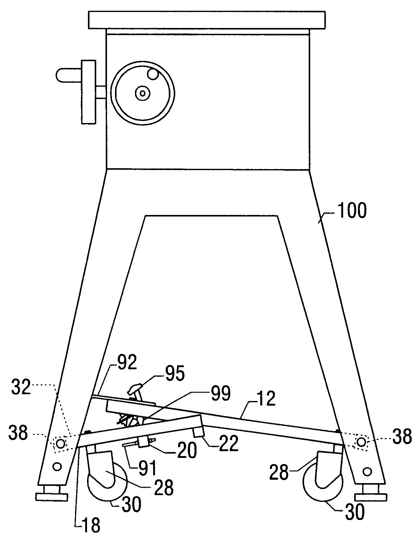 Lift dolly with pedal latch mechanism