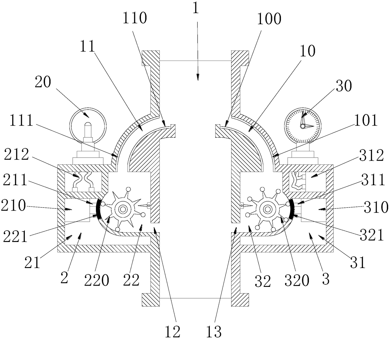 Water flow-rate automatic detection water meter device based on potential energy shunting