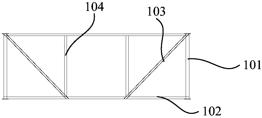 Hollow pier shaft built-in frame and construction method of hollow pier shaft