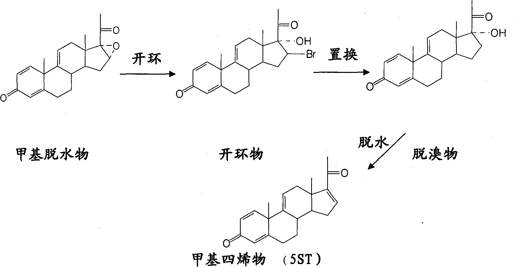 Method for producing important steroid hormone dexamethasone methyl tetraenes intermediate