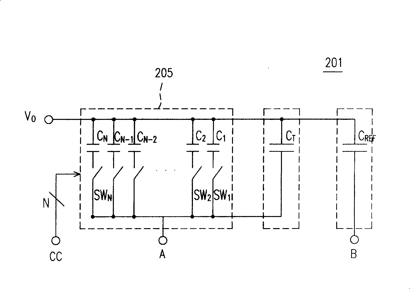 Self-correcting circuit for mismatch capacity