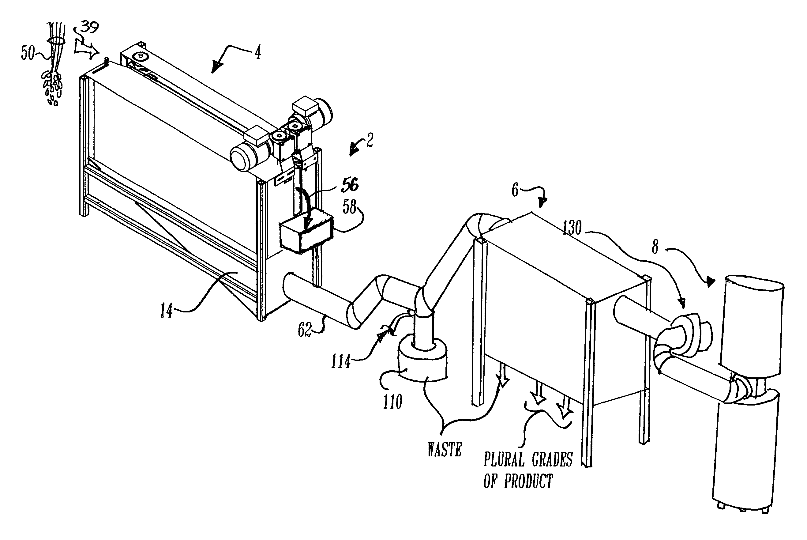 Dried lavender flower separator system and method