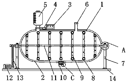 5-chloro-1-indanone acylation kettle capable of reducing slagging condition of inner walls of kettle bodies