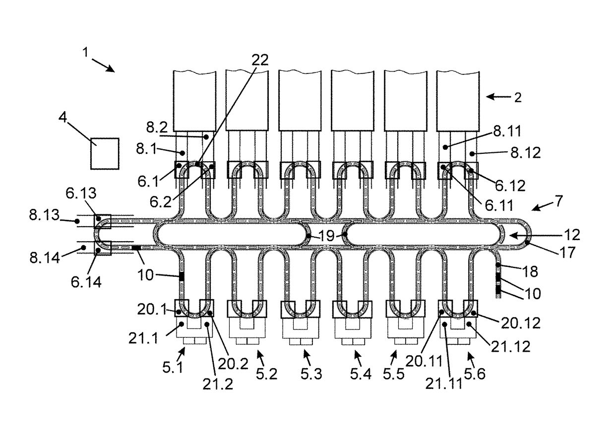 Storage system having a transport system formed by magnetically driven shuttles