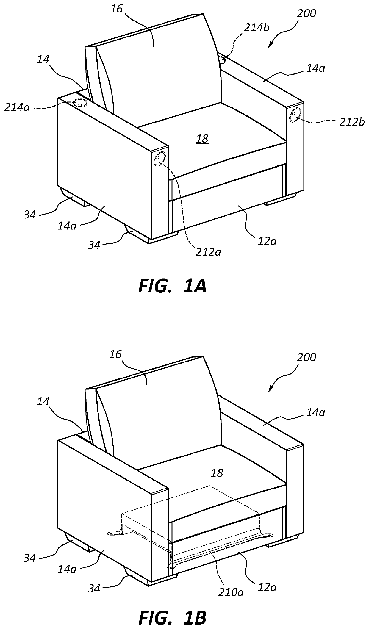 Modular furniture speaker assembly with reconfigurable transverse members