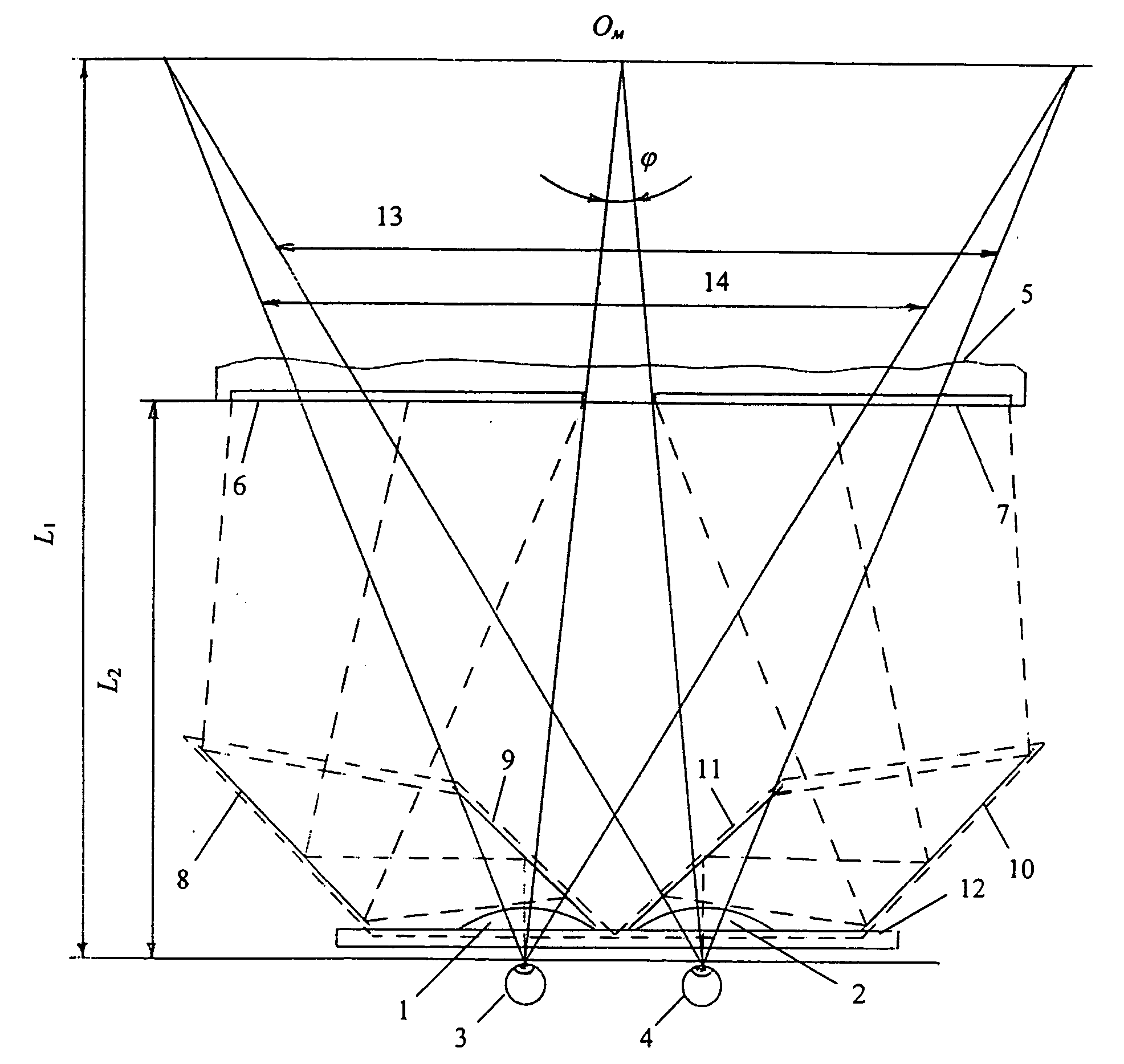Device for viewing stereoscopic images on a display