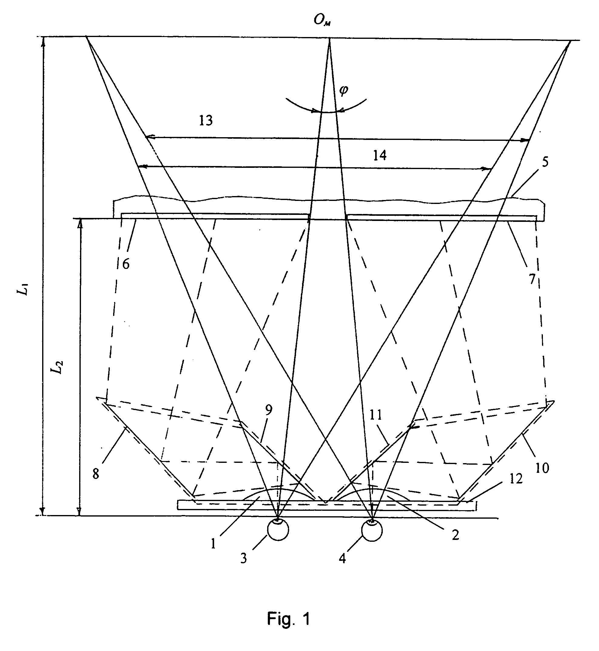 Device for viewing stereoscopic images on a display