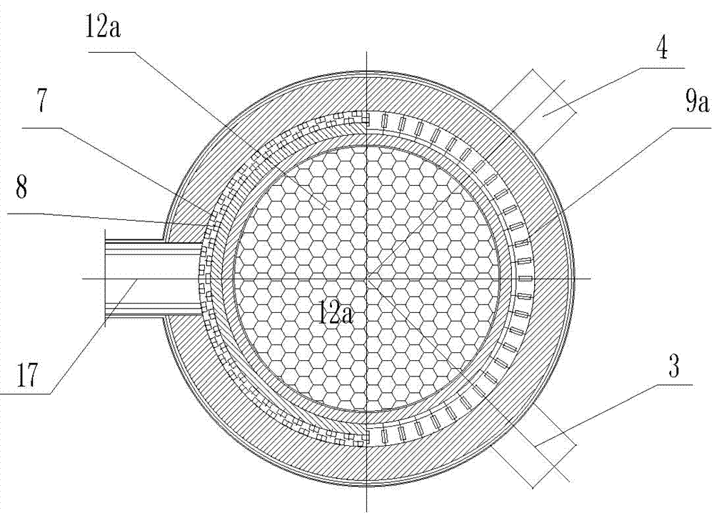Top combustion type hot air furnace arranging annular flameless combustion device below arch roof of combustion chamber