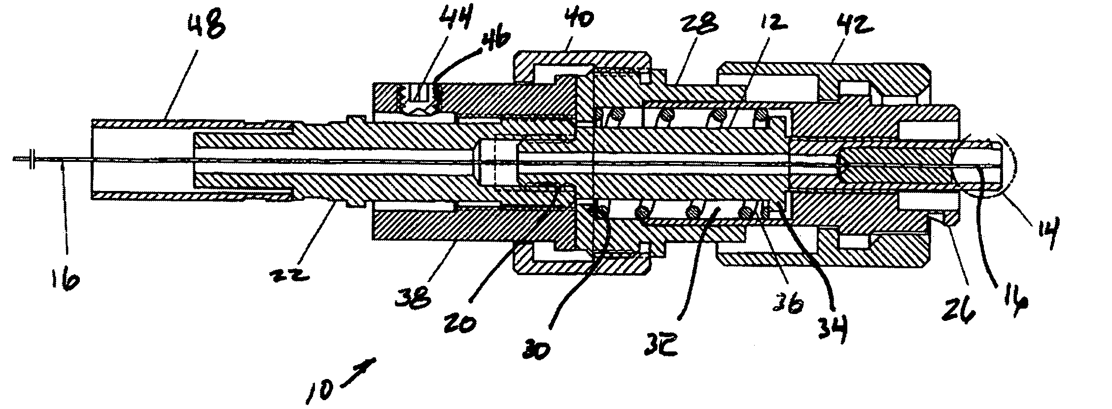 Adjustable focus connector with spring action