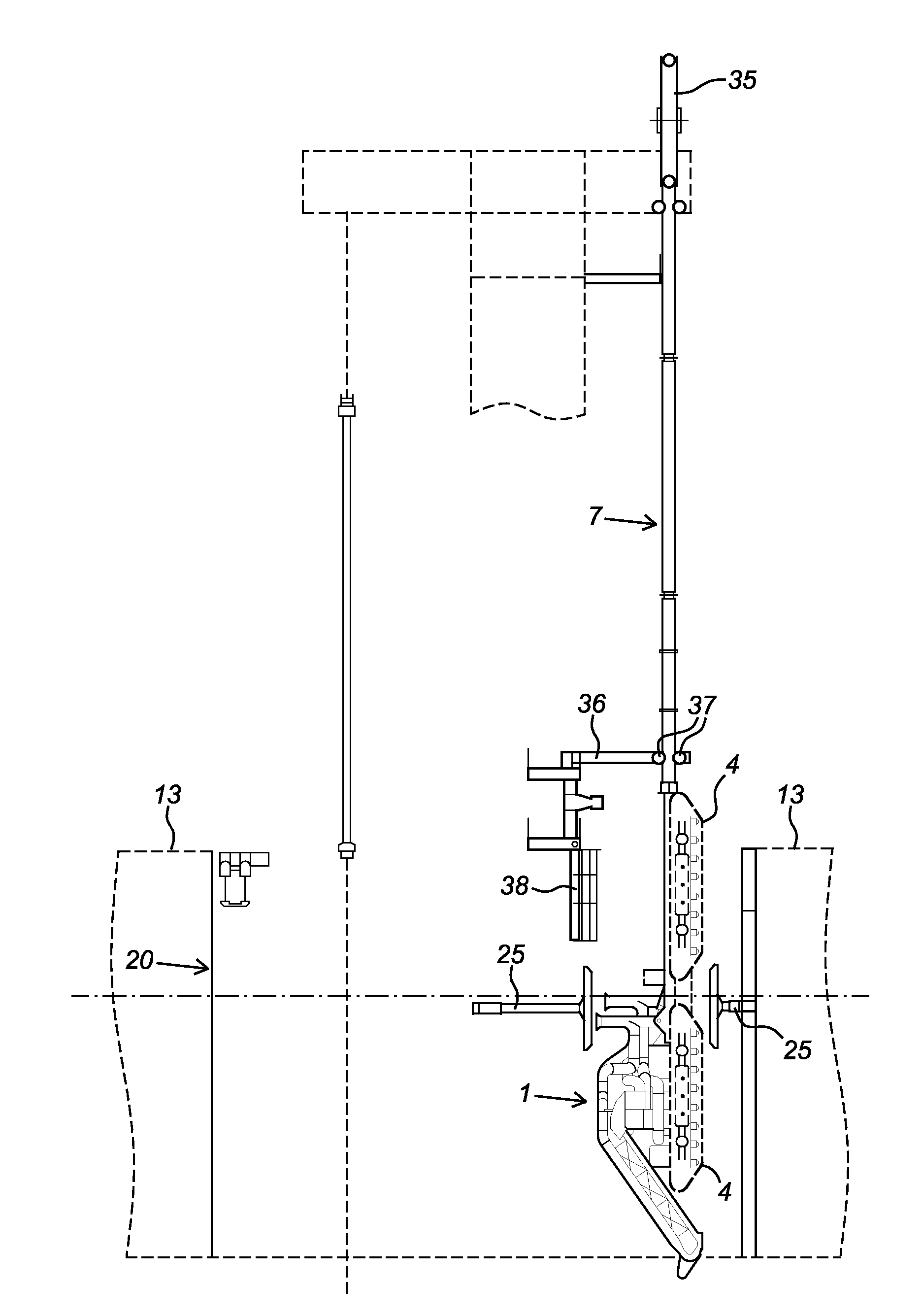 Device for Launching a Subsurface Mining Vehicle Into a Water Mass and Recovering the Same from the Water Mass