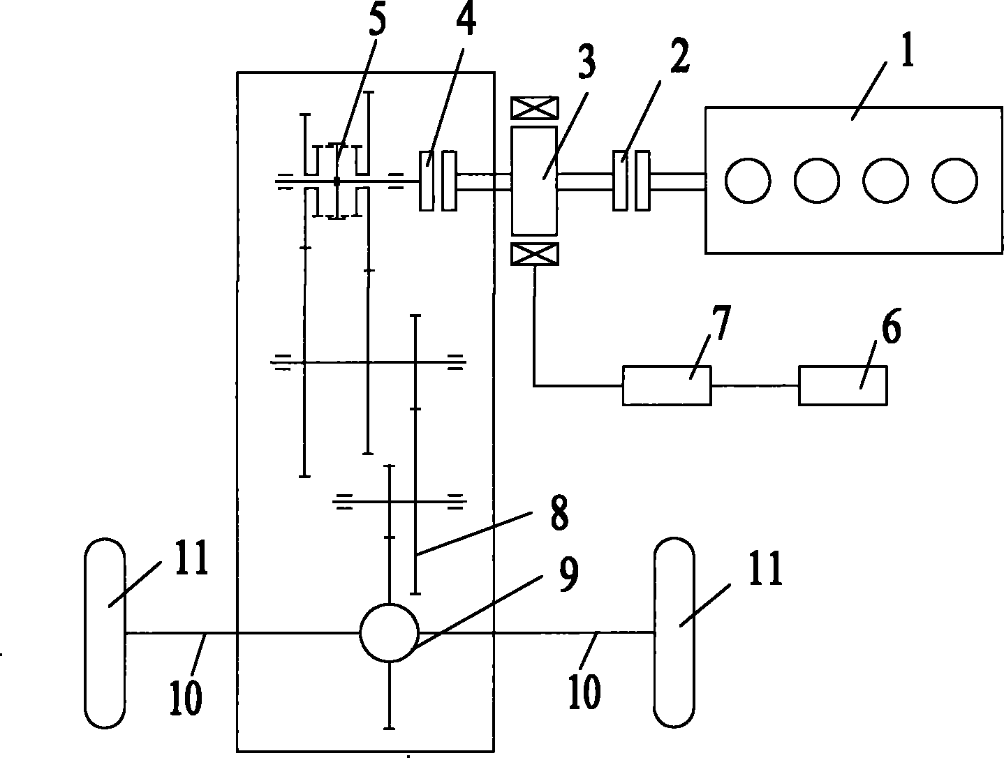 Double clutch hybrid power machine AMT speed-changer executing mechanism and control method