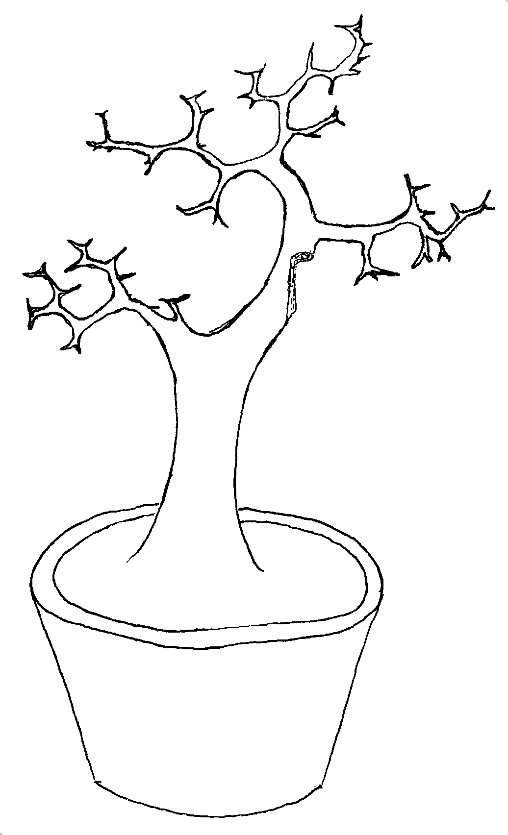 Cultivation method of potted branch-interlocked tree