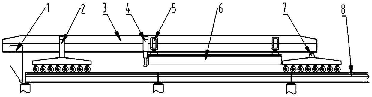 Transporting and erecting integrated bridge girder erection machine of rear cart three rows of tires