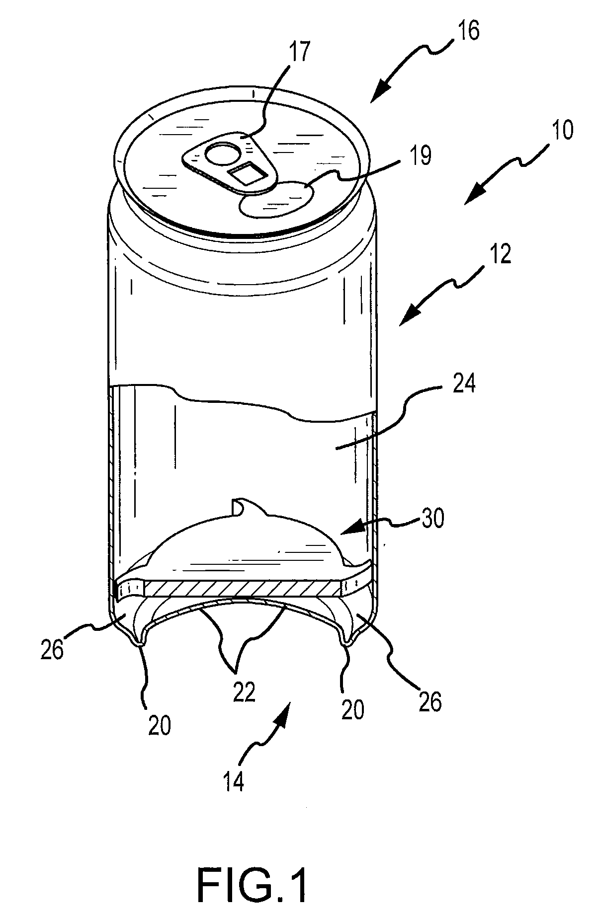 Container incorporating integral cooling element