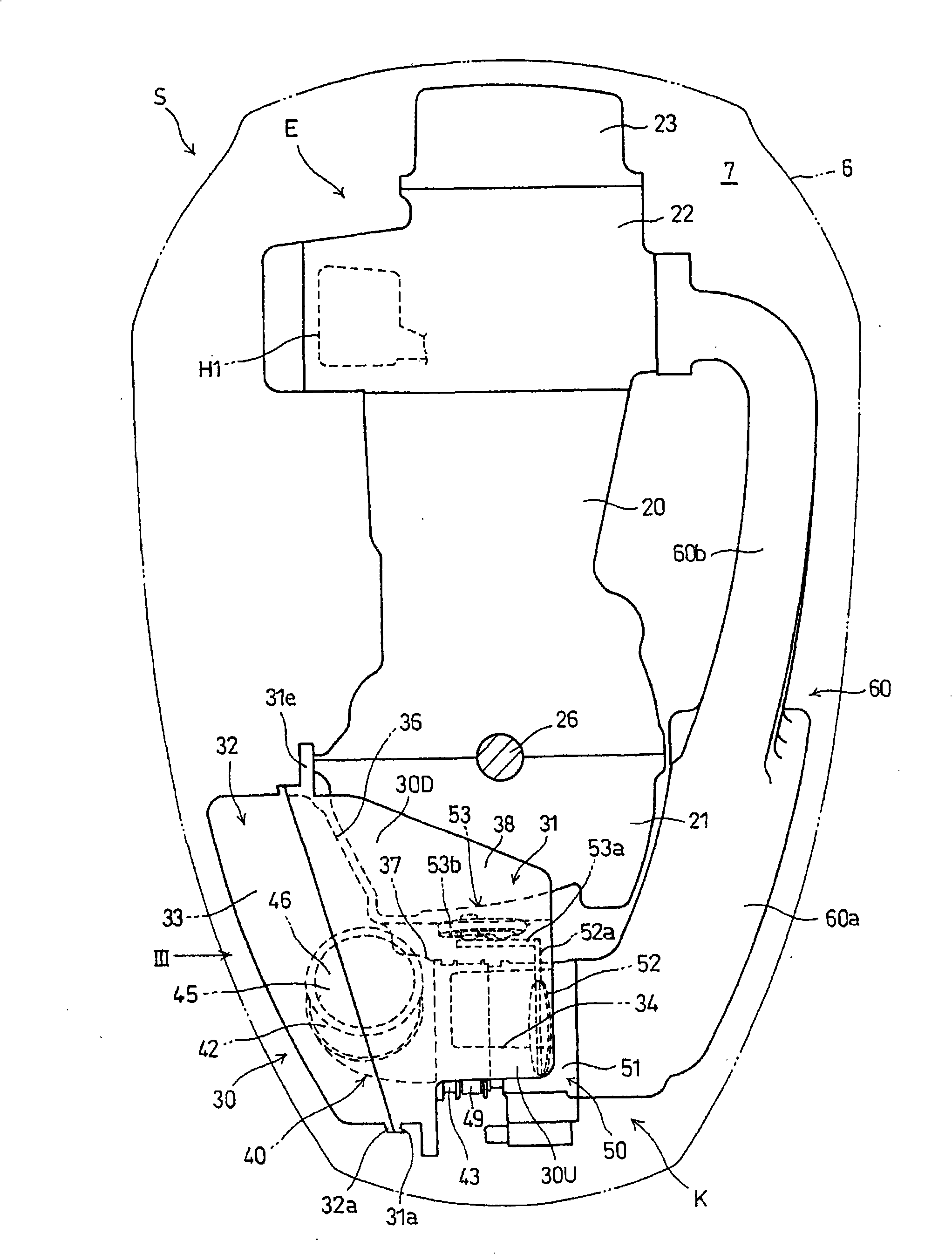 Internal combustion engine with intake muffler