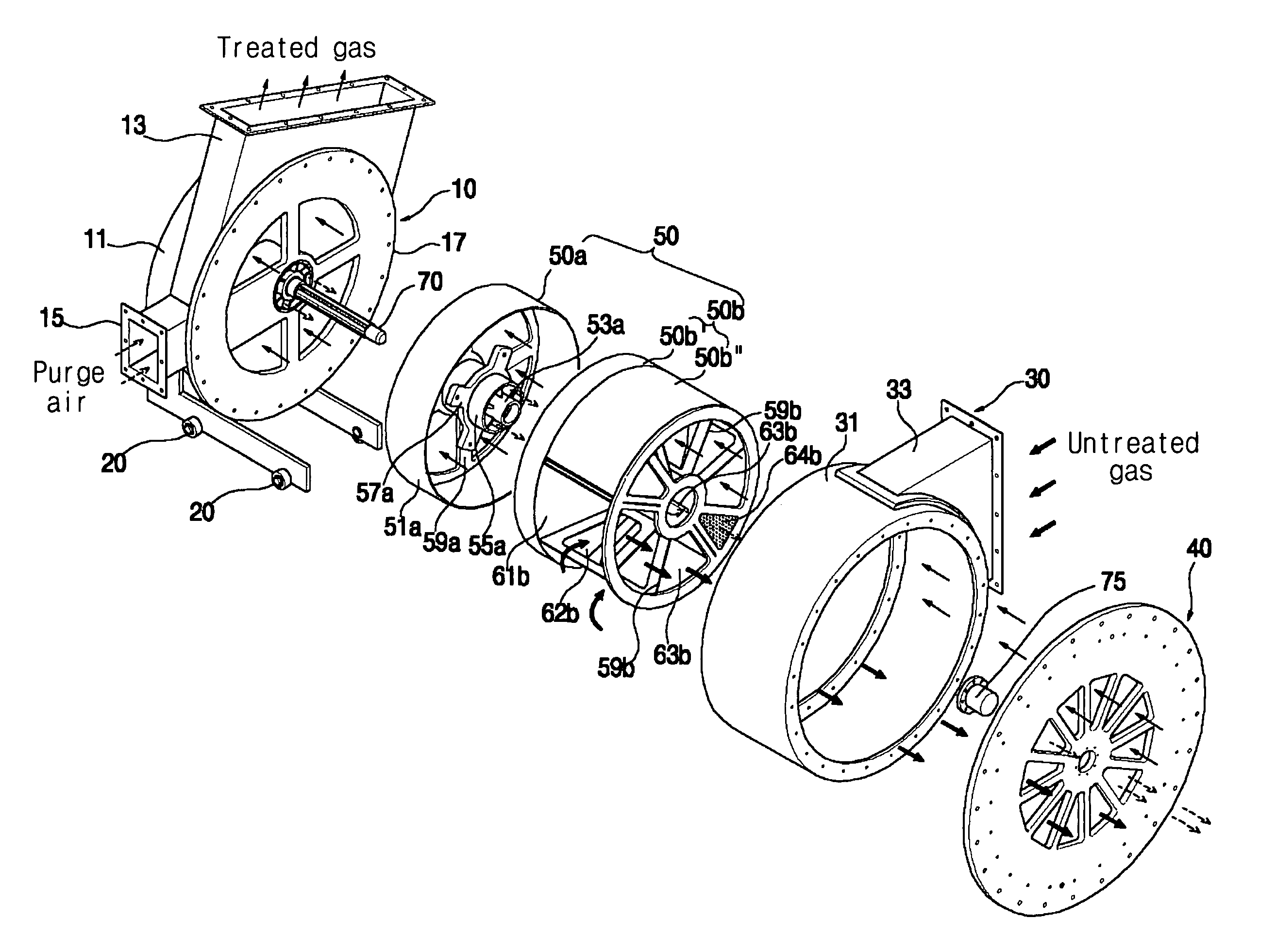 Separable distribution rotor and horizontal rotor distributor having the same