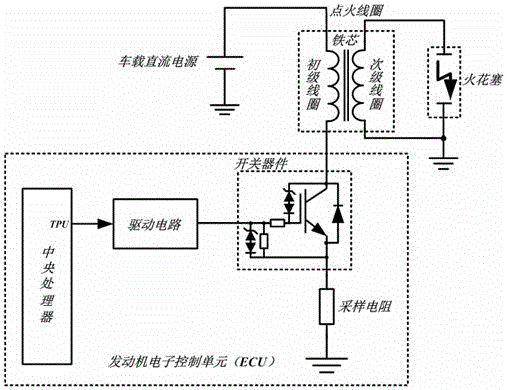 Spark duration time monitoring circuit for engine ignition system