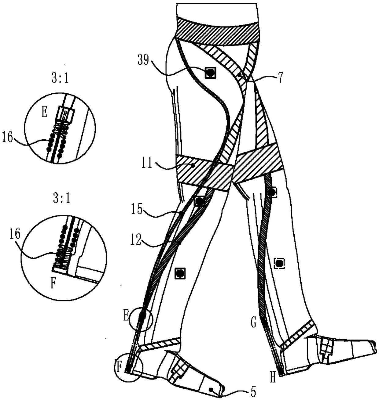 A wearable lower limb flexible power-assisted outerwear