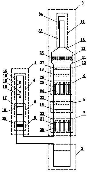 Flue gas dedusting and desulfurizing tower and flue gas dedusting and desulfurizing method