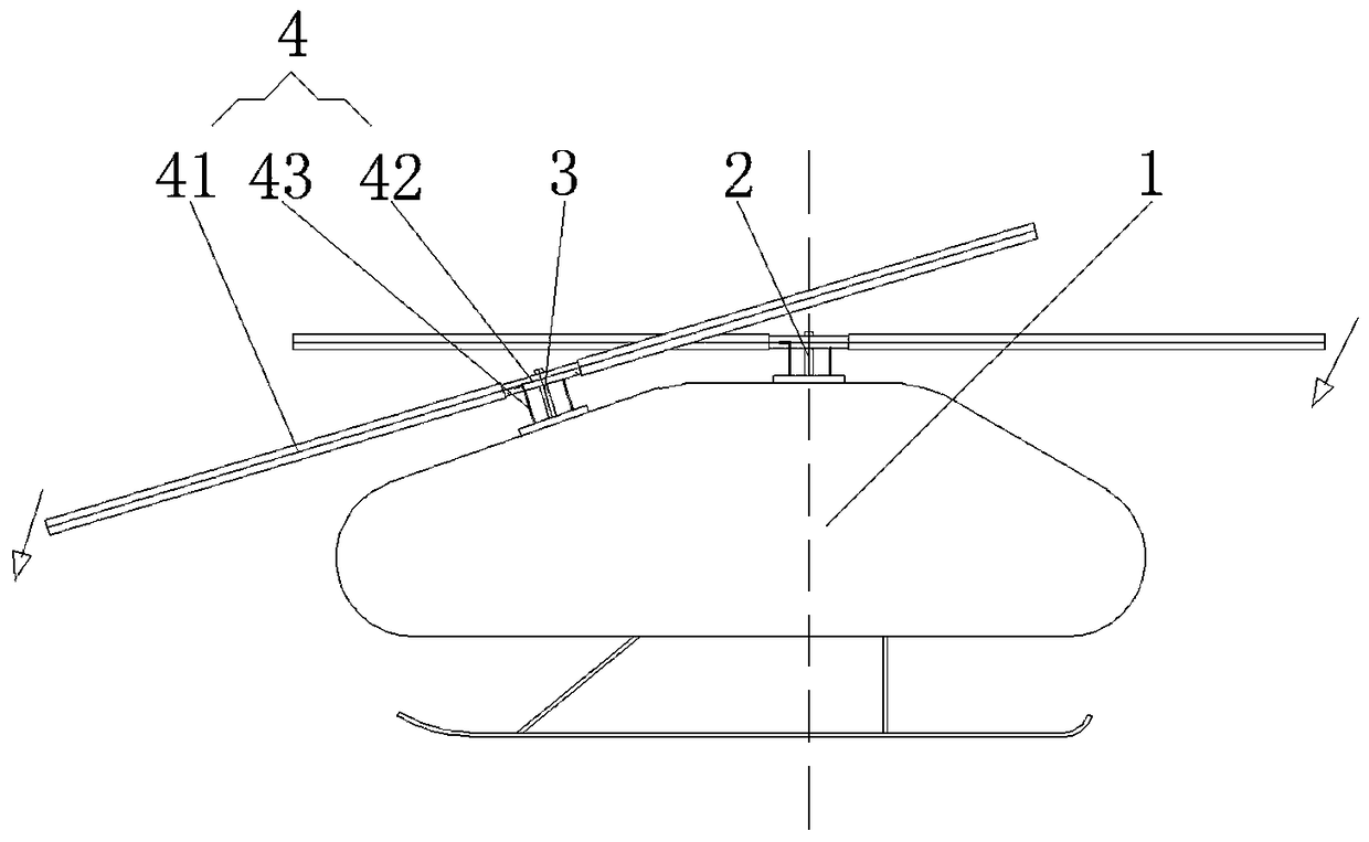 Asymmetric double axle helicopter and flying method thereof
