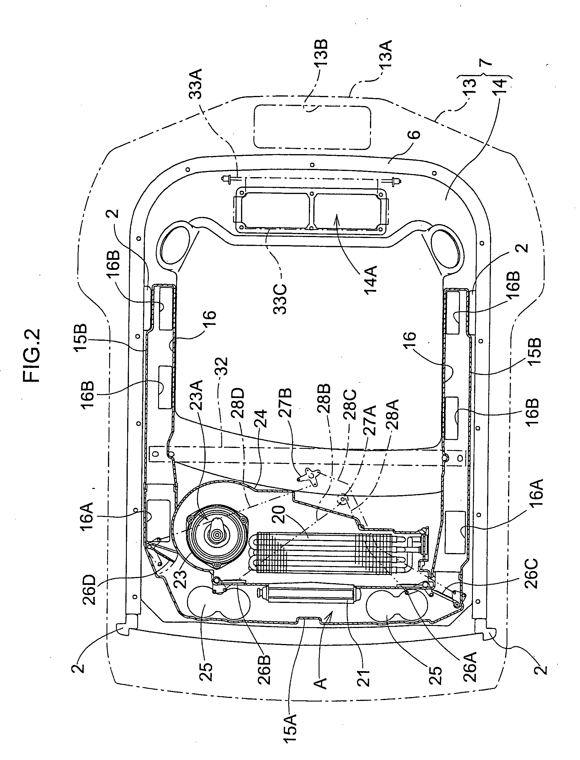 Work-vehicle cabin having air-conditioning unit