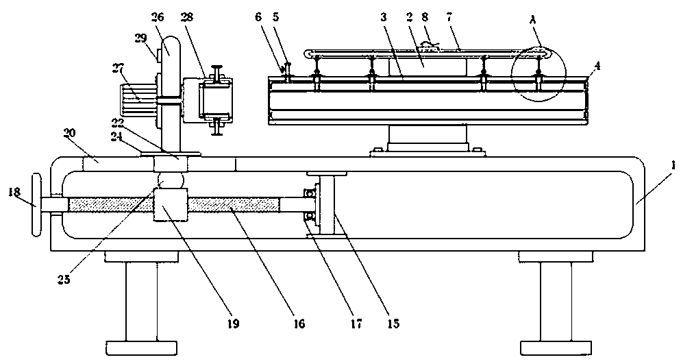 Buttering device for lead screw thread groove