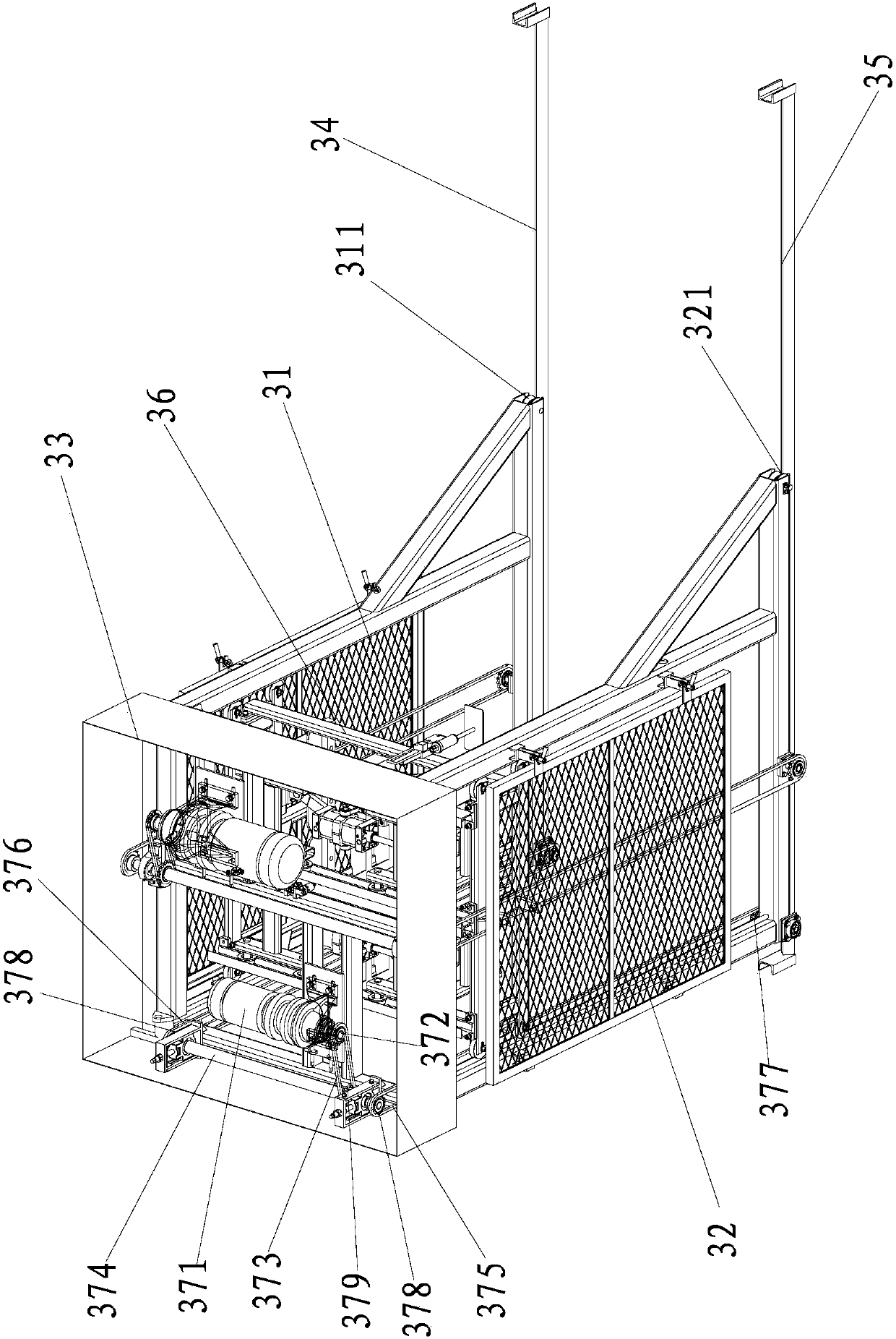 An automatic off-line palletizing production line