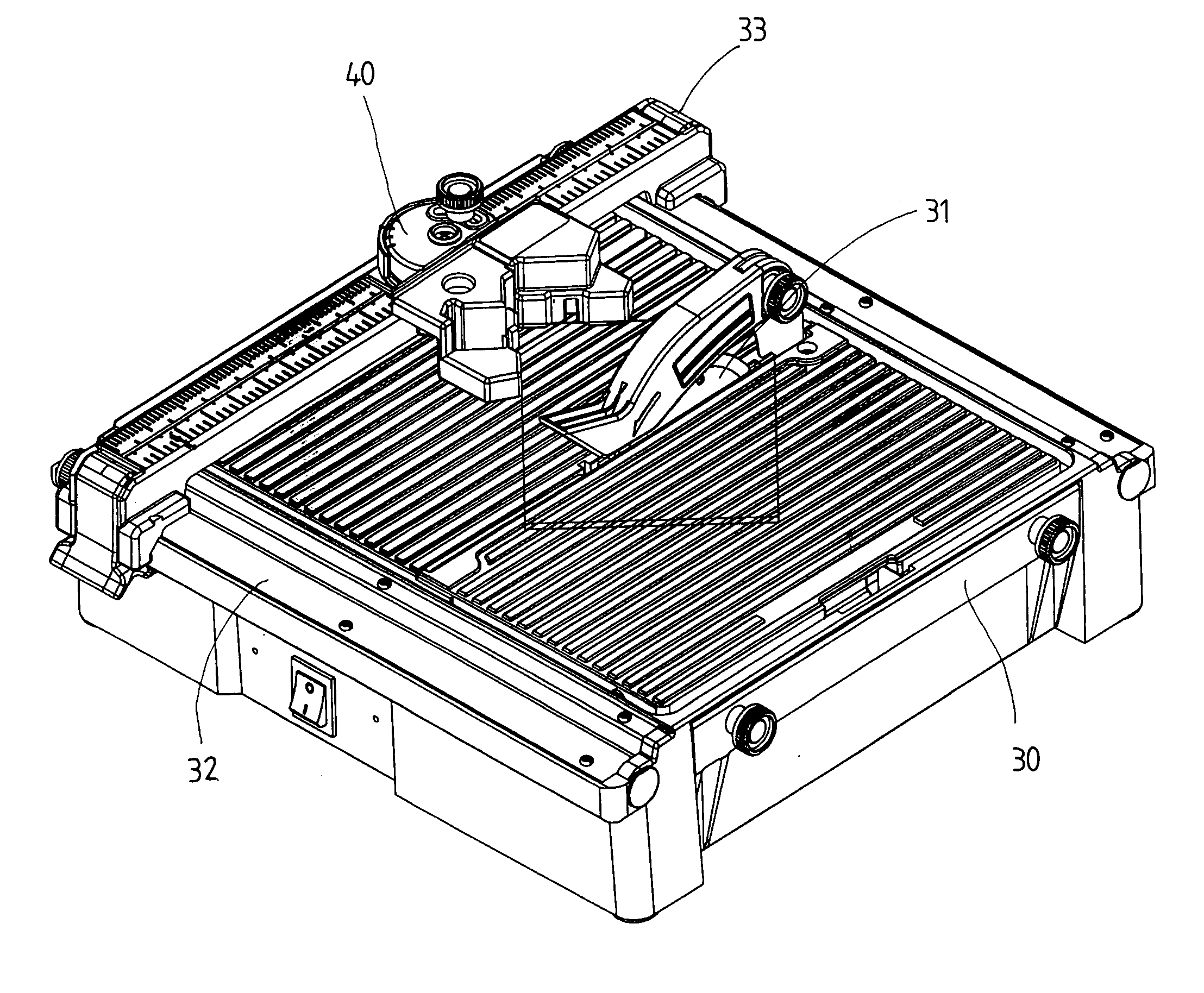 Tile positioning device for a tile cutting machine