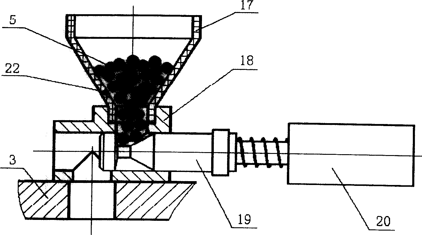 Quick forming screw extruding jet device for thermoplastic particle material